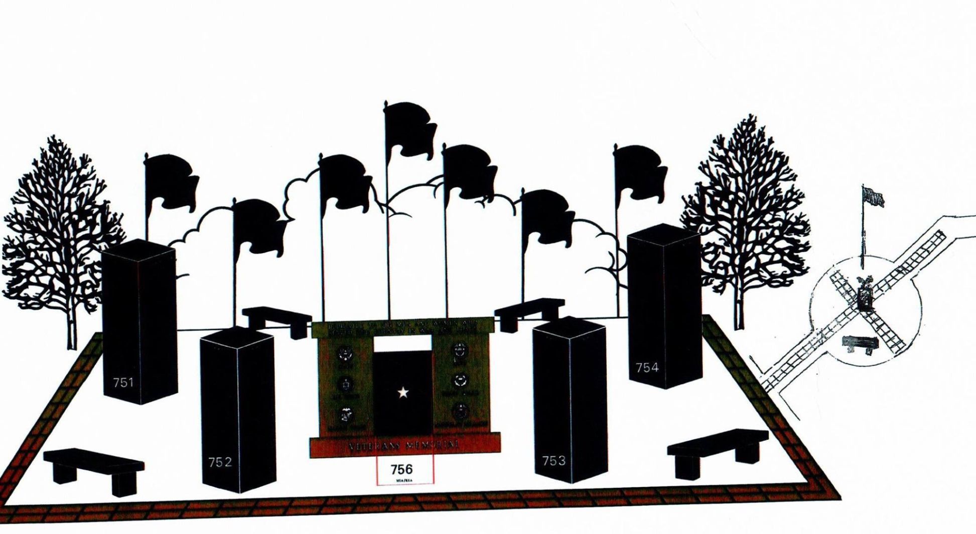 Randolph Veterans Memorial drawing